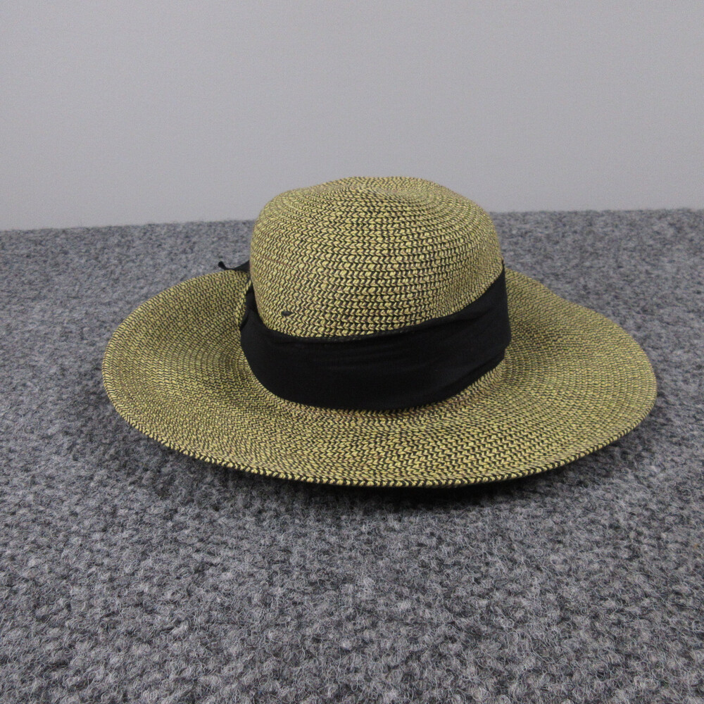 Toucan Hat Womens Beige Black Ribbon Band Wide Brim